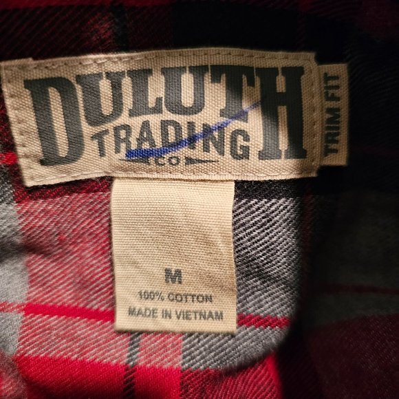Duluth Trading Co Mens Size Medium Trim Fit Flannel Shirt Button Down Plaid - Picture 3 of 3